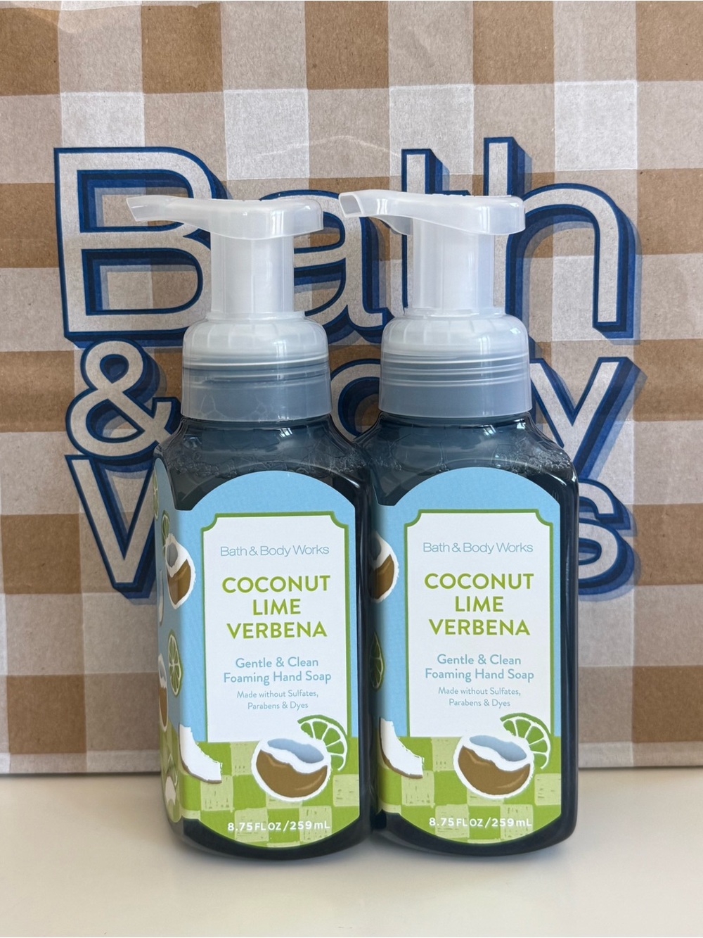 Bath and Body Works Coconut Lime Verbena Foaming Hand Soap Set